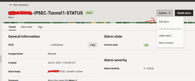 Fixing False-Positive OCI IPsec Alarms in Active-Passive Topologies
