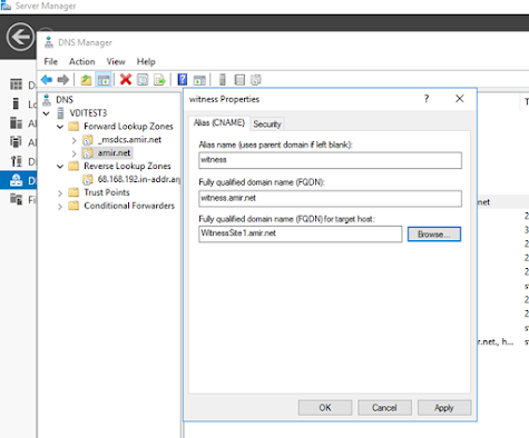 SQL Server Always On Across Two Data Centers with Dual Witnesses and DNS CNAME – Part 1