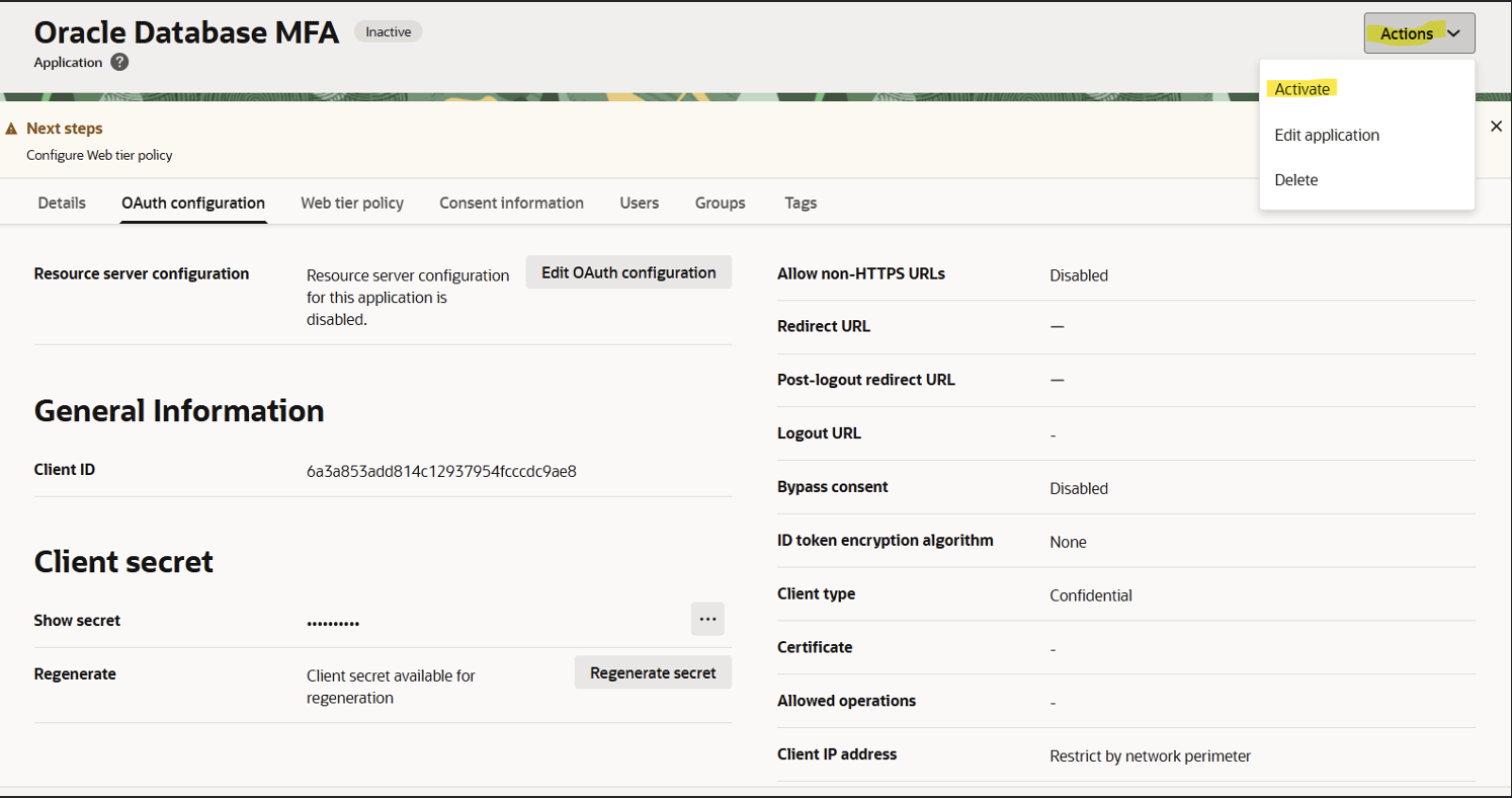 Multi-Factor Authentication for Database Authentication