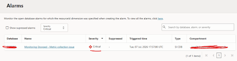 Resolving OCI Database Management UNKNOWN Status and Monitoring Stopped Alerts