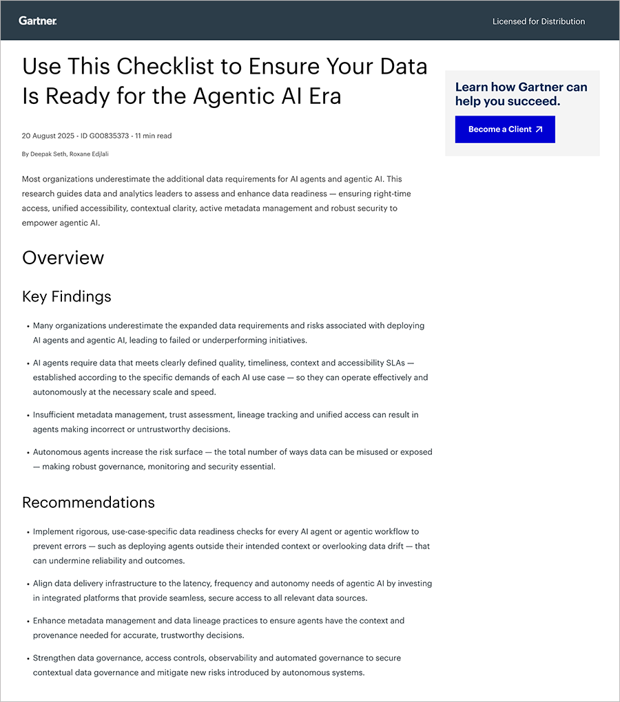 Gartner Agentic AI Checklist